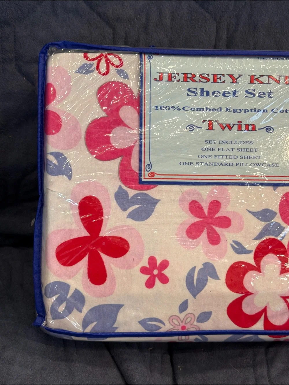 NWT Jersey Knit Twin Sheet Set with Pink & Red Floral Print